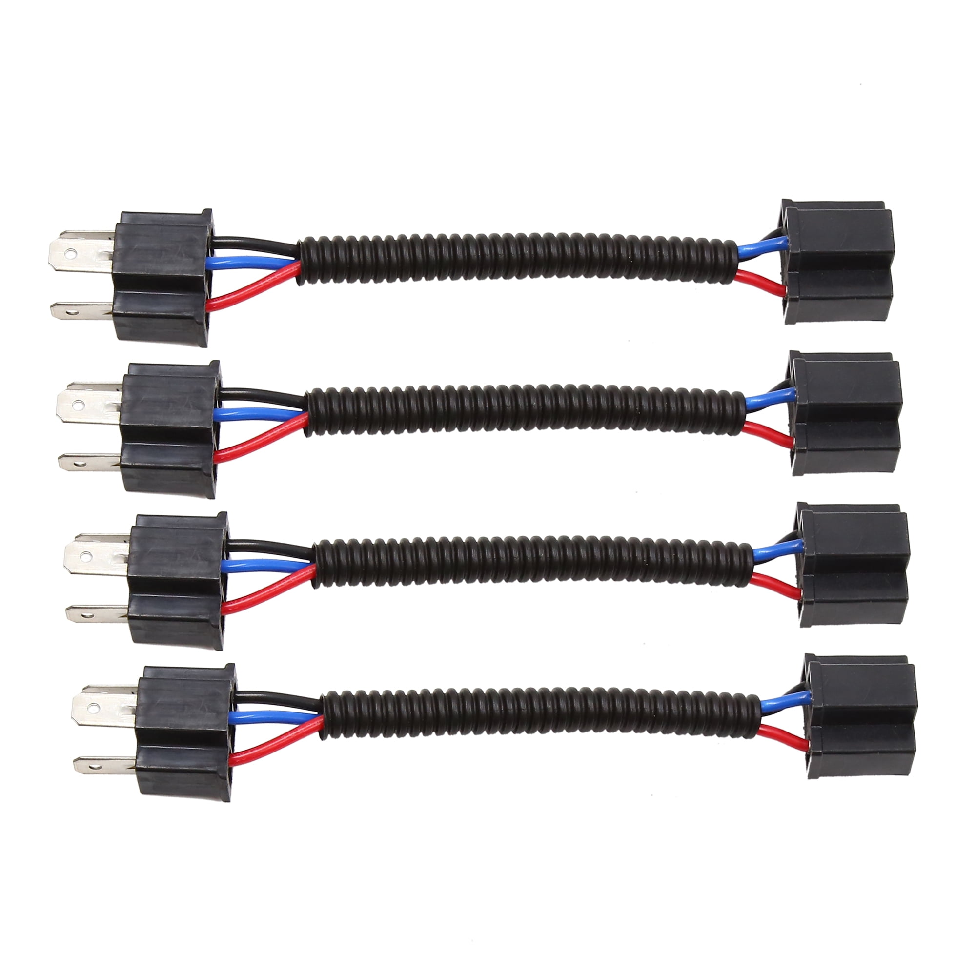 4pcs DC 12V H4 Light Bulb Wiring Harness Socket Wire Extension
