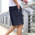 thumbnail image 3 of Men's Cotton Cargo Shorts, Elastic Drawstring Waist with Multi-Pockets, Casual Everyday Shorts for Men Athletic Casual Shorts Dark Blue 3XL, 3 of 8