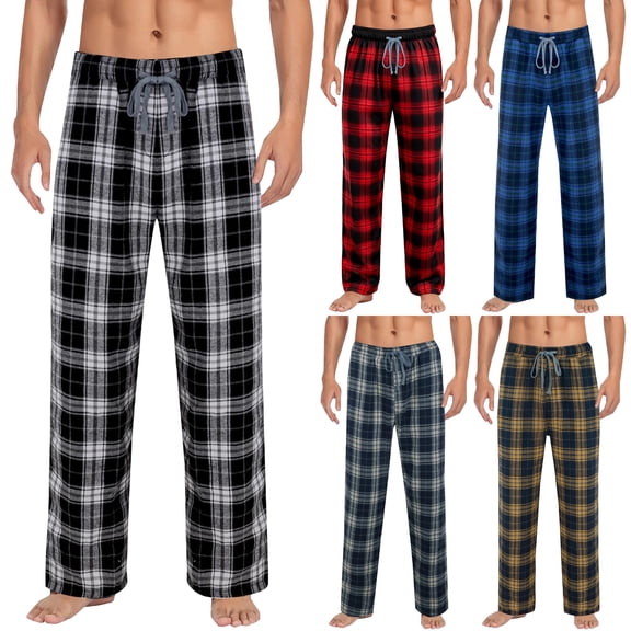 Mens Plaid Pajama Pants Pj Lounge Sleep Pants for Tall Men Orange 3XL