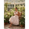thumbnail image 4 of otnbgsr Womens Floral Midi Dress V Neck Sleeveless A Line Wedding Guest Dress Elegant Fit and Flare Cocktail Party Dress, 4 of 7