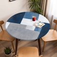 thumbnail image 5 of Navy Blue Grey Elastic Fitted Round Table Cover Modern Abstract At Waterproof Outdoor Tablecloth for Holiday Party, Picnic, Patio & Dining Fits Tables Up to 55"-60", 5 of 8