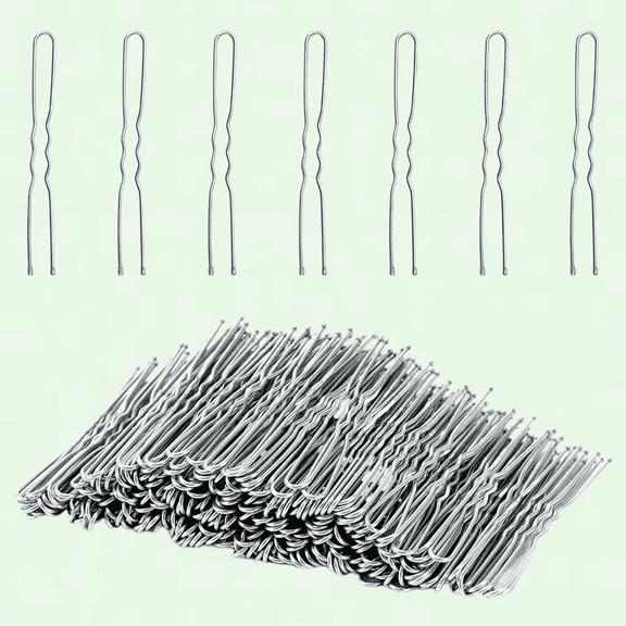 Hair Bun Bobby Pins Set of 300, 2 Inch U Shaped Hair Grips with Box for Women, Silver