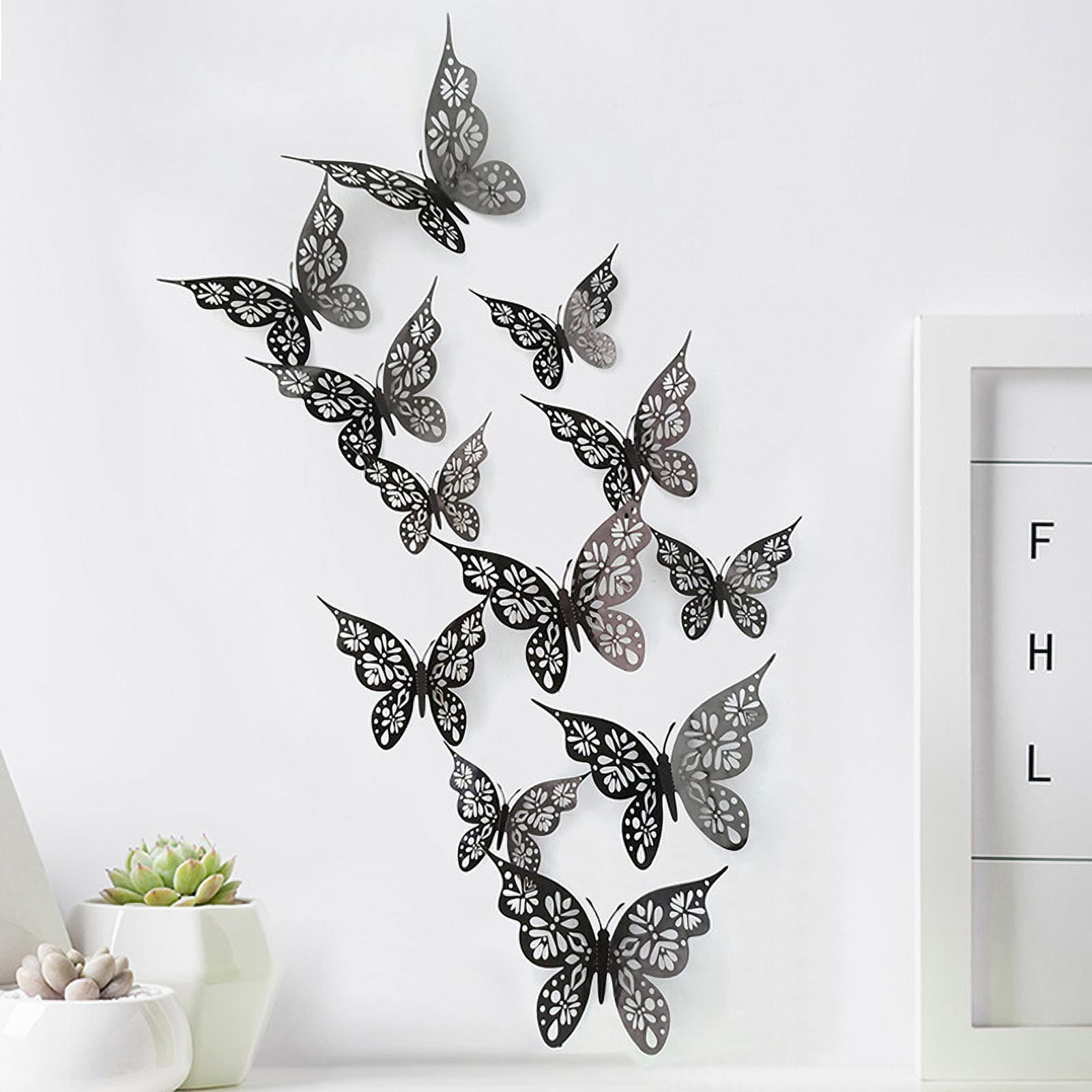 12 pcs/set 3D Wall Stickers Hollow Butterfly Children's Room Home Wall ...