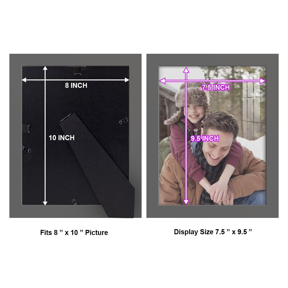 Modern Real Wood 8x10 inch Picture Frame in Gray