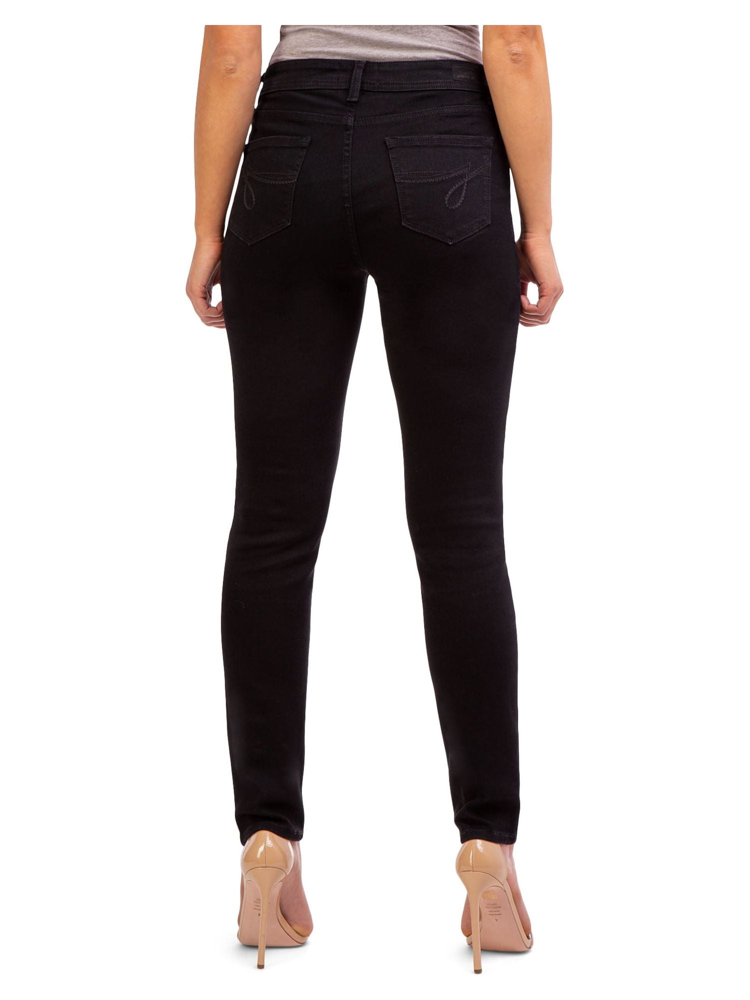 Jordache Women's Mid Rise Skinny Jeans, Regular and Short Inseams 