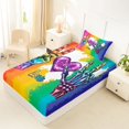 thumbnail image 5 of Manfei Watercolor Rainbow Twin Sheets, Modern Street Art Bedding, Orange Blue, 3-Piece, 1 Flat Sheet, 1 Fitted Sheet and 1 Pillowcase, 5 of 6