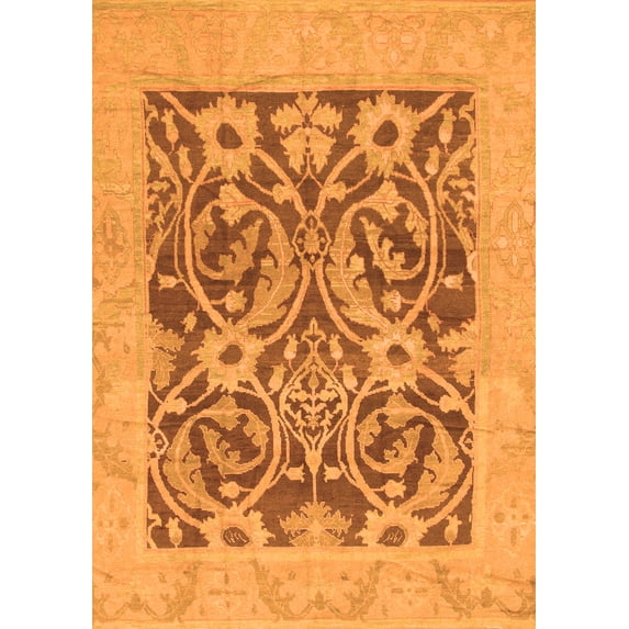 Ahgly Company Indoor Rectangle Abstract Orange Modern Area Rugs, 5' x 7'