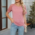 thumbnail image 4 of JGGSPWM Women's Casual Short Sleeve T Shirts Loose Breathable Comfortable Round Neck Basic Loose Tunic Tops Pink M, 4 of 8