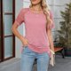 thumbnail image 4 of Blusas de Trabajo de las Mujeres Color Sólido Encaje Patchwork Botón Blusa Casual 95% Poliéster 5% Spandex, Top de Doblado Irregular para el Uso Diario, 4 of 8