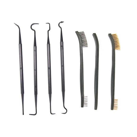 Opolski 7Pcs Double End Nylon Hair Brush Steel Pick Set Spray Gun Pipe Cleaning Kit