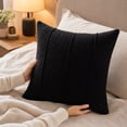 thumbnail image 4 of Throw Pillow Covers 18 x 18, Set of 2 - Fall Decorative Soft Corduroy Striped Boho Pillow Covers, Cushion Pillow Cases for Farmhouse Decor, Couch, Easter, Bed Living Room, Black, 2 Pack, 4 of 9