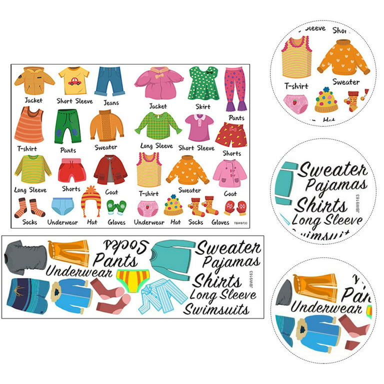 3 Sheets Dresser Clothing Decals Clothing Labels Wardrobe Sort Labels for Boys Girls, Size: 77.5x23x0.10cm