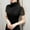Black, variant on Women's Mesh Tops Short Sleeve High Neck Pullover Baselayer Slim Fitted Undershirts Lightweight Shirts