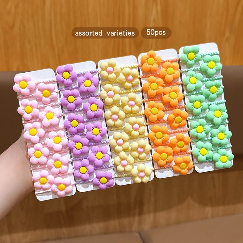 50 colorful random cute small rubber band headband hair accessories suitable for daily use