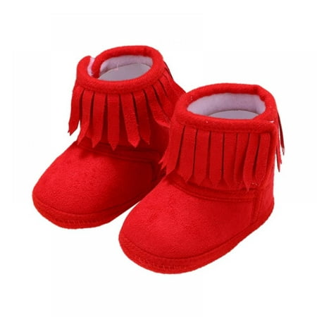 

GYRATEDREAM Fringe Baby Booties for Girls Boys Winter Warm Snow Boots with Tassels Soft Sole Fur Lined Toddler Shoes 0-18 Months
