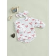 thumbnail image 5 of Suealasg Newborn Girls Spring Rompers Baby Valentine's Day Clothes Bow Embroidery Long Sleeve Bodysuits Headband, 5 of 9