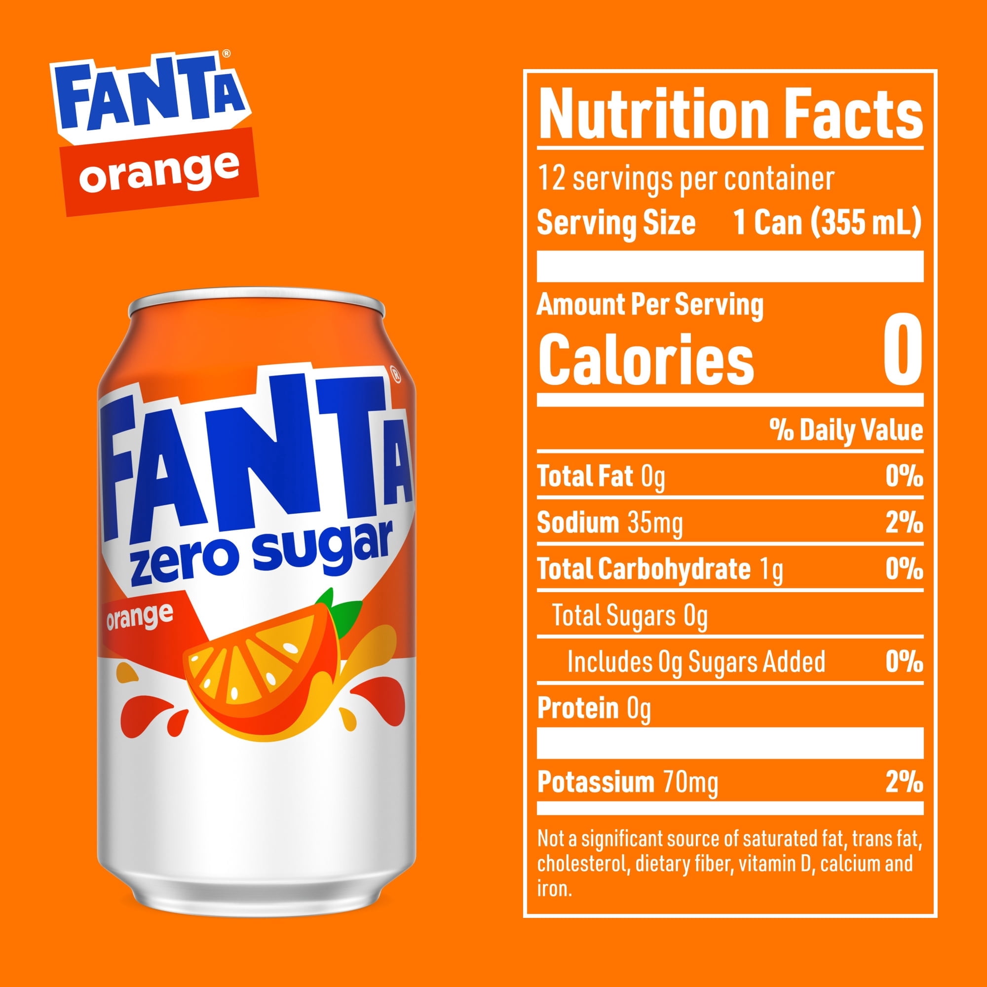 Fanta Zero Sugar Orange Soda Pop Fridge Pack Cans, 12 fl oz, 12 pack