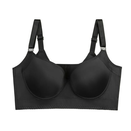 Athletic Sports Bra Women Full-Coverage Bra Feature V-Neck T-Shirt Bra Style W-1737 Hook and Eye Closure Lace Nursing Bra Black 44