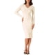 thumbnail image 2 of INSPIRAR CHIC Vestido de Tejido para Mujeres con Mangas Largas de Color Sólido Cuello en V Botones Ajuste Slim L Albaricoque, 2 of 6