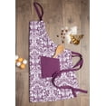thumbnail image 4 of 37.5" White and Eggplant Purple Damask Pattern Apron, 4 of 6