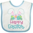 thumbnail image 3 of Inktastic Happy Easter with Bunny Ears and Flowers Boys or Girls Baby Bib, 3 of 4