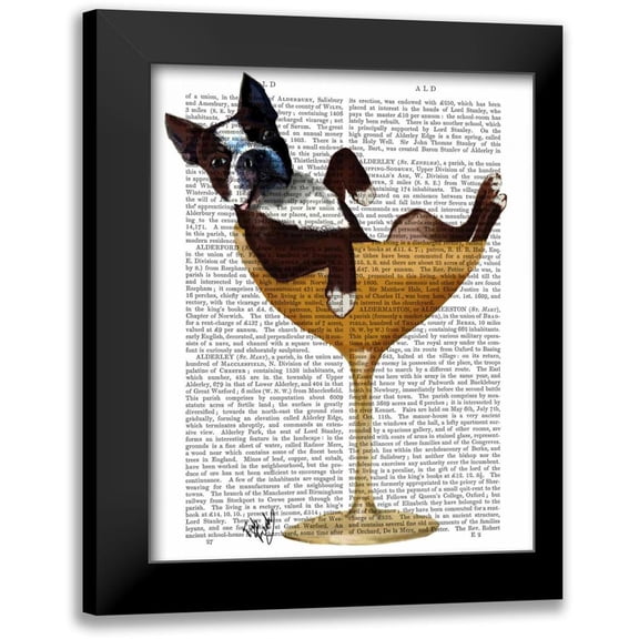 Fab Funky 12x14 Black Modern Framed Museum Art Print Titled - Boston Terrier in Cocktail Glass