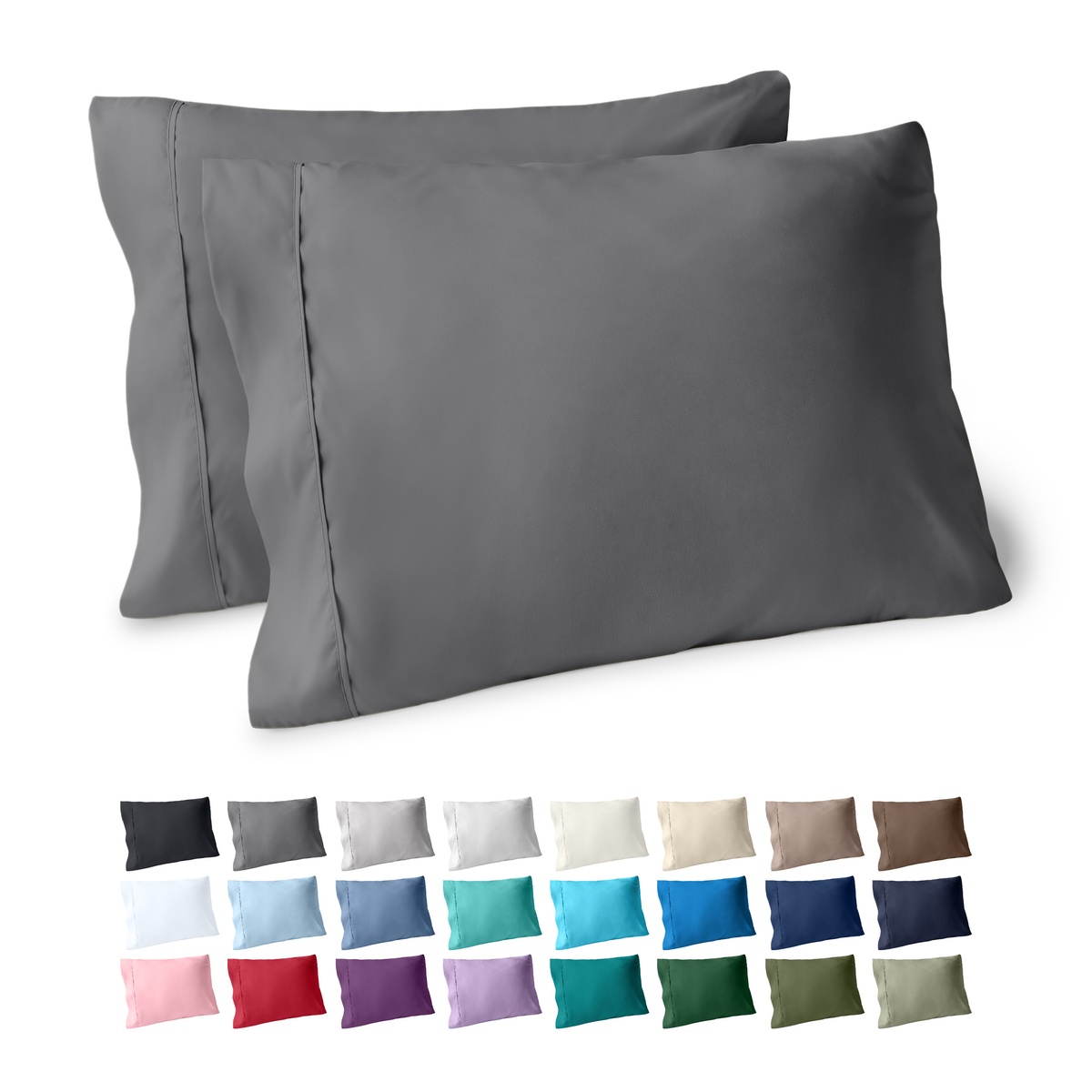 Bare Home Pillowcase Set, Standard Size, Gray, 2-Pack