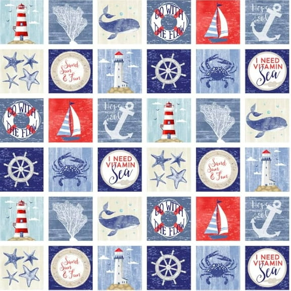Nautical Patch Cotton Fabric