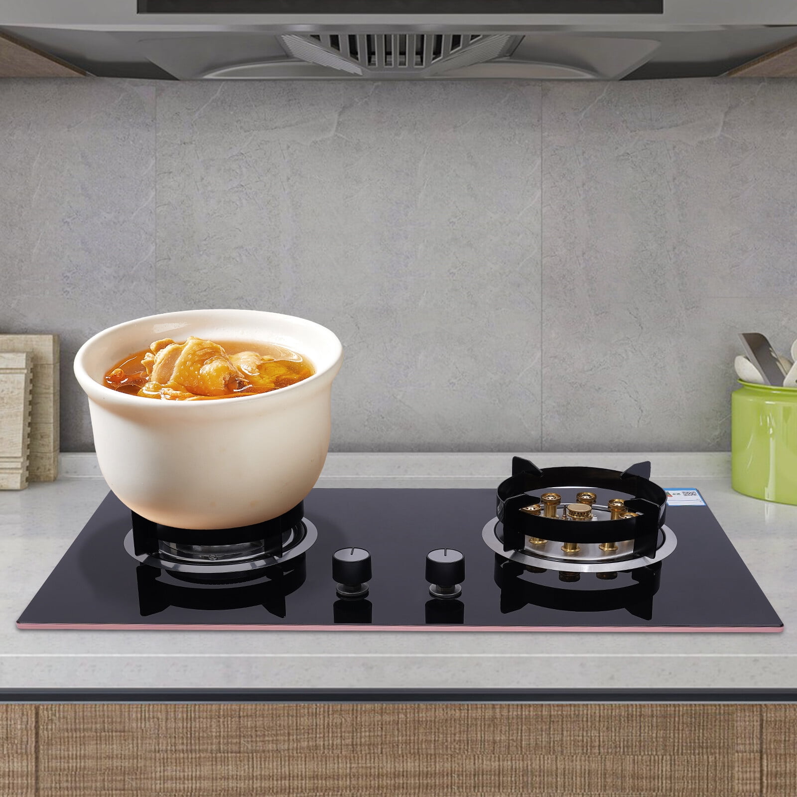 Kitchen Gas Cooktop Stove Top 2 Burners Tempered Glass Built-In NG Gas Stove