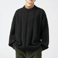 thumbnail image 2 of JUUYY Plus Size Sweaters for Men Cable Knit Crewneck Loose Pullover Long Sleeve Casual Jumper Tops Trendy Comfy Solid Color Sweater Black M, 2 of 5