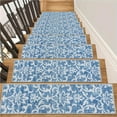 thumbnail image 4 of Blue Carpet Stair Treads Non Slip Backing 8" X 30" Stair Treads for Wooden Steps Indoor, Soft Washable Stairway Stair Runners Oriental Staircase Rugs for Kids Pets Elders, 4 of 5