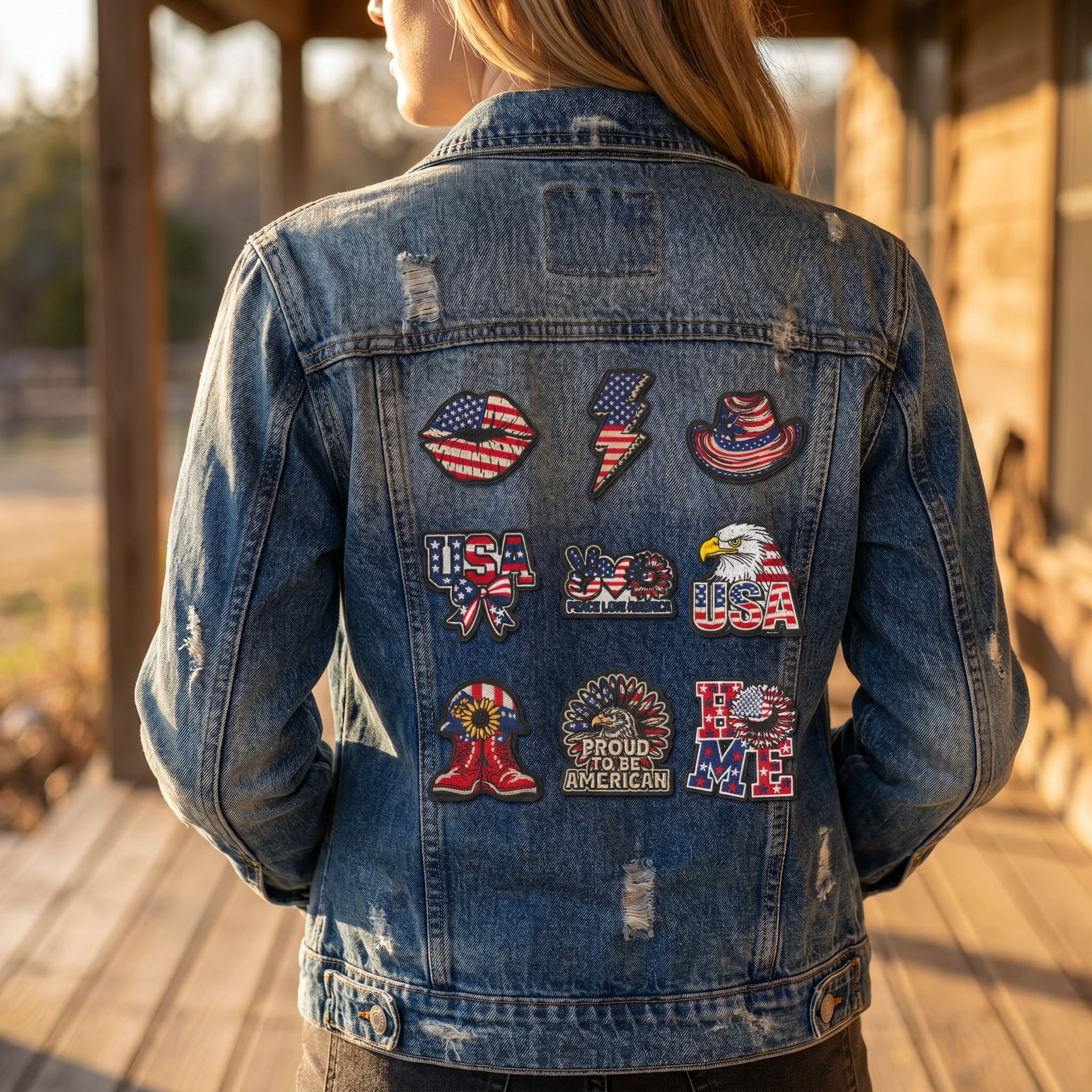 9 Pcs 4th of July Patriotic Iron On Patches, USA American Flag Embroidered Sew On Patches Set, Independence Day Decorative Patches for Clothes Jackets Hats Backpacks Jeans