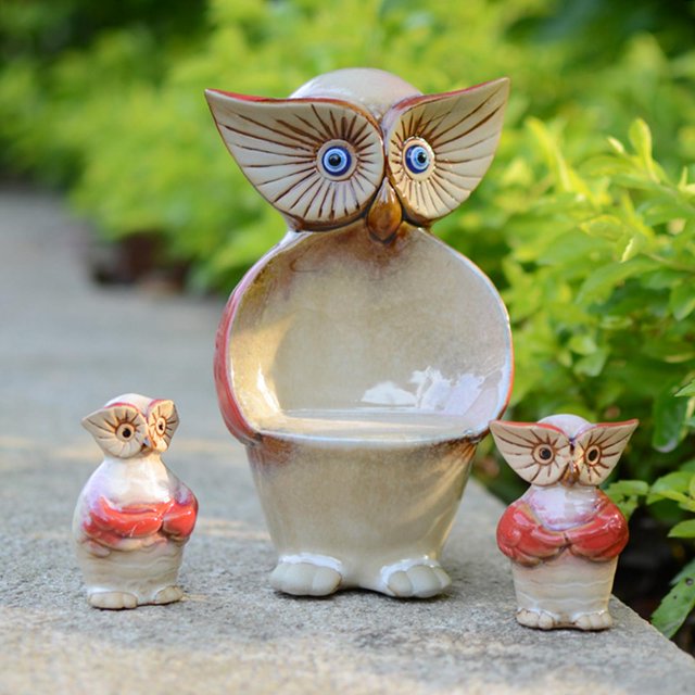 3 piezas de colección de escultura de de resina para jardín de hadas estatuas de resina para decoración de jardín al ornamentos - shamjiam estatuillas de estatua de búho