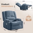 thumbnail image 3 of JONPONY Heated Manual Massage Recliner with 360° Swivel Rocker, Comfy Single Sofa with Side Pockets and Cup Holders for Living Room, Bedroom, and Home Theater, Blue, 3 of 10