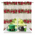 thumbnail image 2 of Swag Curtains Valances for Windows, Red Christmas Poinsettia Short Kitchen Window Curtains Over Sink, Beige Cafe Curtains Panel Set Of 2,Rod Pocket, 36 Inches Length, 2 of 9