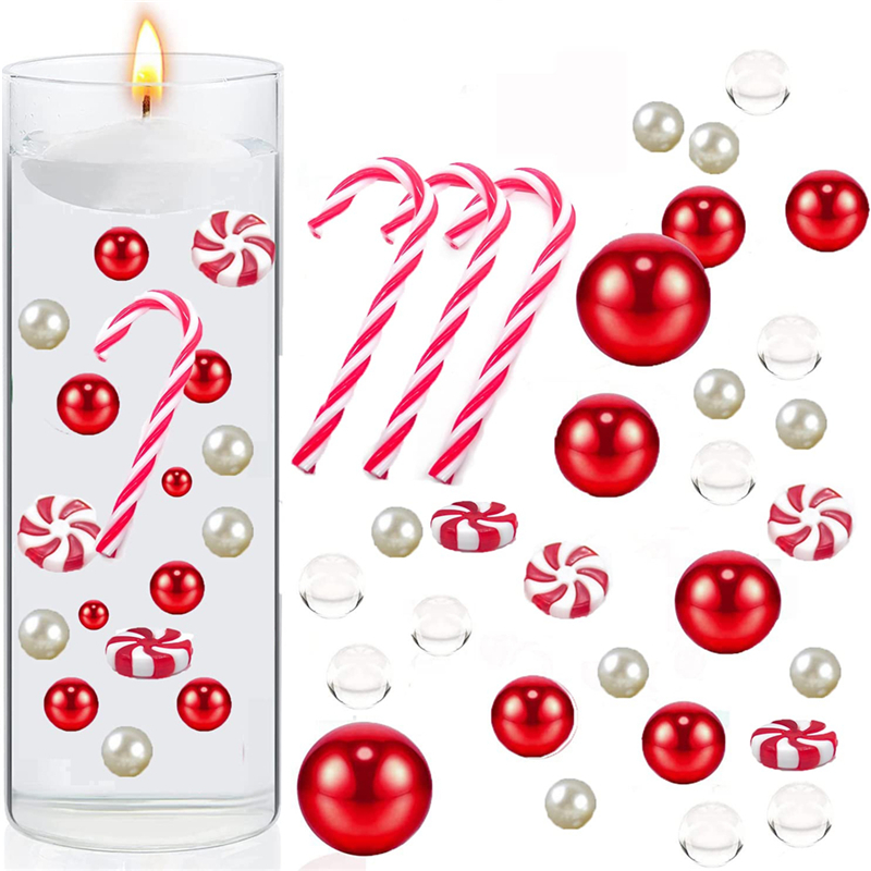Christmas Vase Filler Beads Floating Pearls and Candy Water Gel Beads