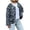 Grey, variant on Women Crew Neck Leopard Print Open Front Lightweight Quilted Jacket Long Sleeve Outer Coat With Pockets 1pc S-XL True To Size