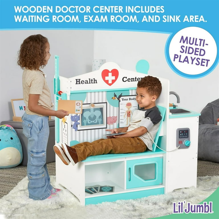 Lil' Jumbl Wooden Kids Doctor Playset, Multi-Sided Play Set with