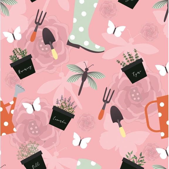 Evergreen Paper Cocktail Napkin, 20 count, Garden Pink Pattern