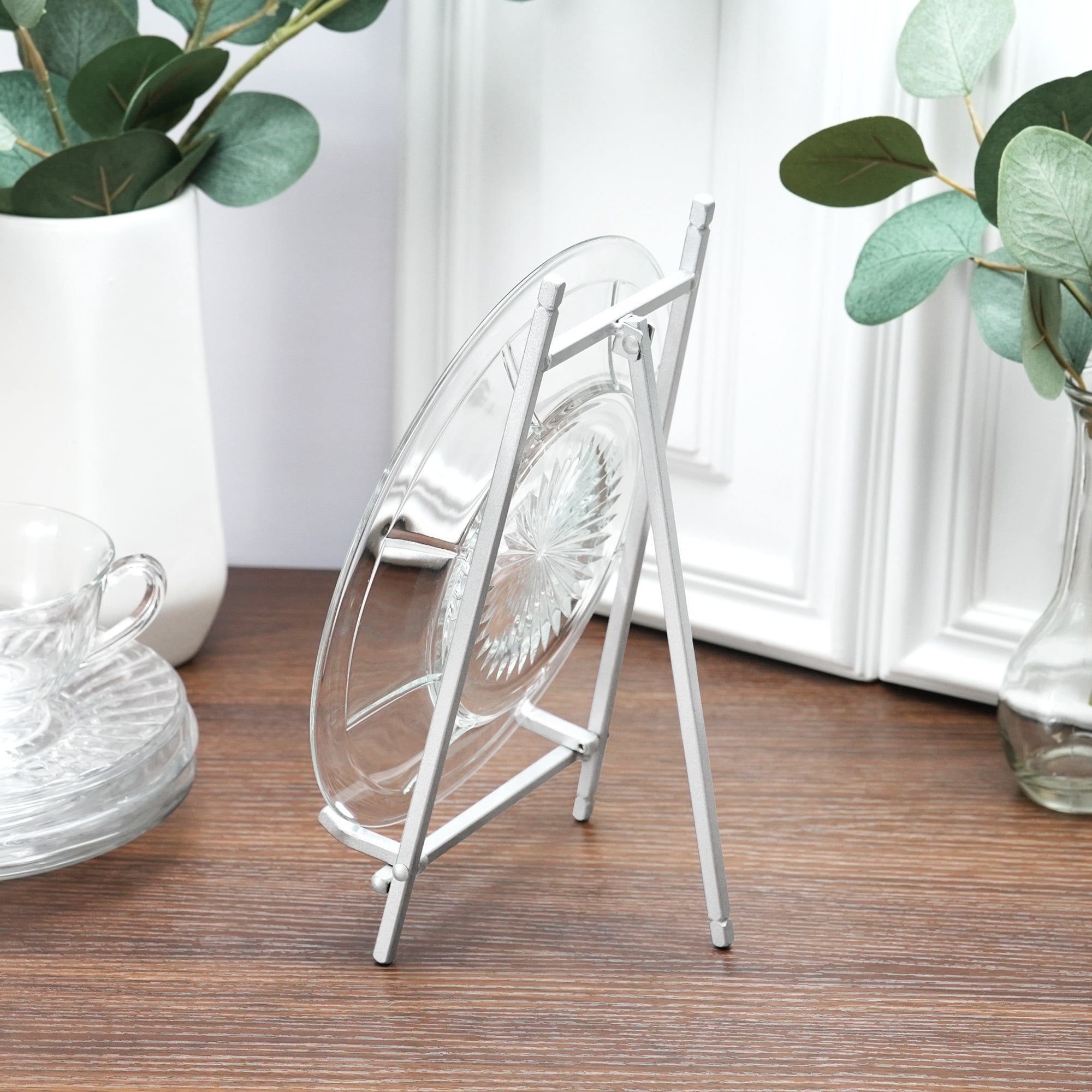 Bard's Satin Silver Metal Easel, 9" H x 5.25" W x 6" D