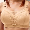 thumbnail image 2 of khonts,Women's Wireless Push up Bras Full Coverage Supportive Wireless Lace Bra Wide Strap Gathering Bralettes Beige 36, 2 of 4