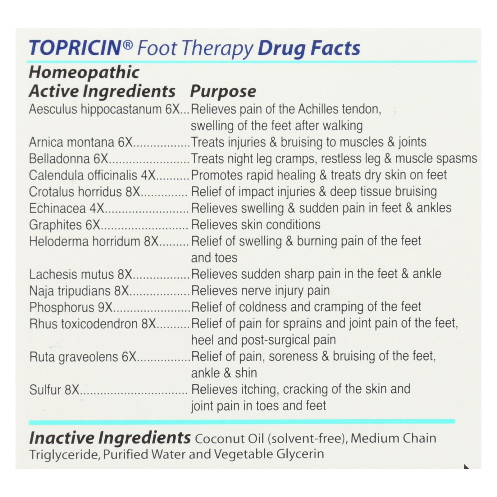 Topricin Foot Pain Relief Cream 4oz