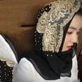 thumbnail image 3 of QJUHUNG Women Bead Decor Islam Muslim Ramadan Hijab Wrap Shawl Scarf Accessory, 3 of 8