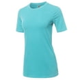 thumbnail image 2 of A2Y Women's Basic Solid Premium Cotton Short Sleeve Crew Neck T Shirt Tee Tops Milky Blue M, 2 of 6