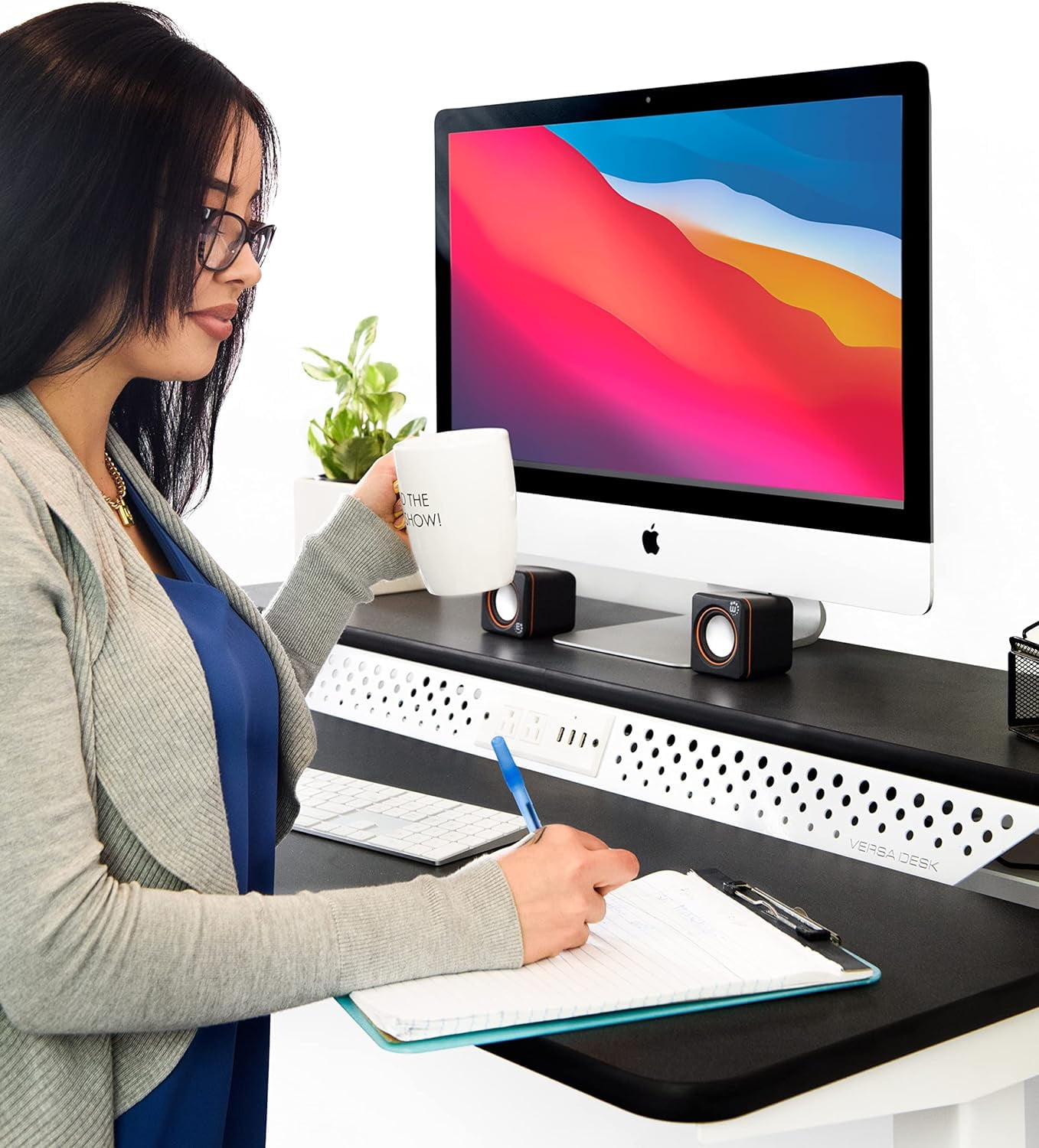 Versadesk Powerlift Electric Standing Desk - Split-Level, Height Adjustable Sit-to-Stand, Dual Motor & Memory | Home & Office | Black ( 48x30 )