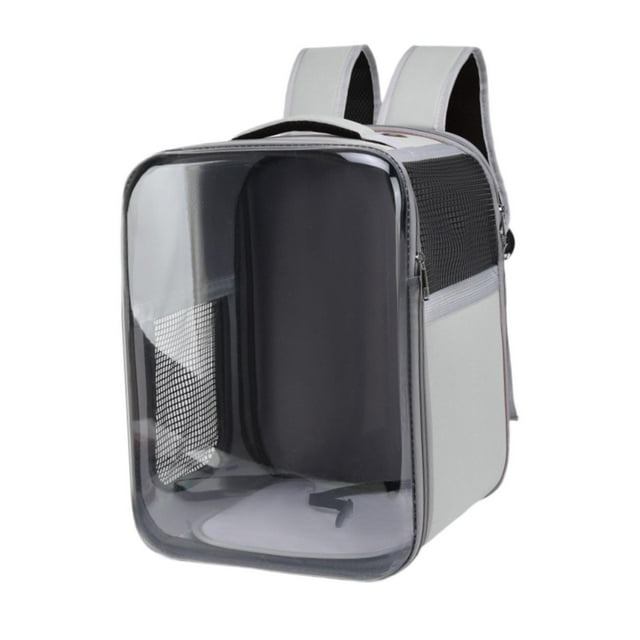 Mochila transportadora para gatos, mochila para mascotas con ventana lateral de malla, tela Oxford, mochila de viaje para perros para llevar gatos y gris