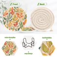 thumbnail image 4 of Yayeee 6 PCS Drink Coasters with Holder Set Woven Absorbent Round Tabletop Hot Pad, Orange Autumn Leaves, 4 of 7