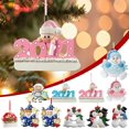 thumbnail image 5 of 2 EmbalarDIY decoraciones de muñecas de Navidad colgante cartel, árbol de Navidad fiesta producto familiar personalizado decoraciones familiares regalo para amigos familia (2021 rosa), 5 of 5