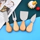 thumbnail image 1 of Juego de cuchillos para queso de acero inoxidable 4 piezas | Mango de madera | Cortador de crema y cuchillo para pizza | Empuñadura ergonómica | Cuchillas forjadas duraderas | Fácil limpieza, 1 of 8