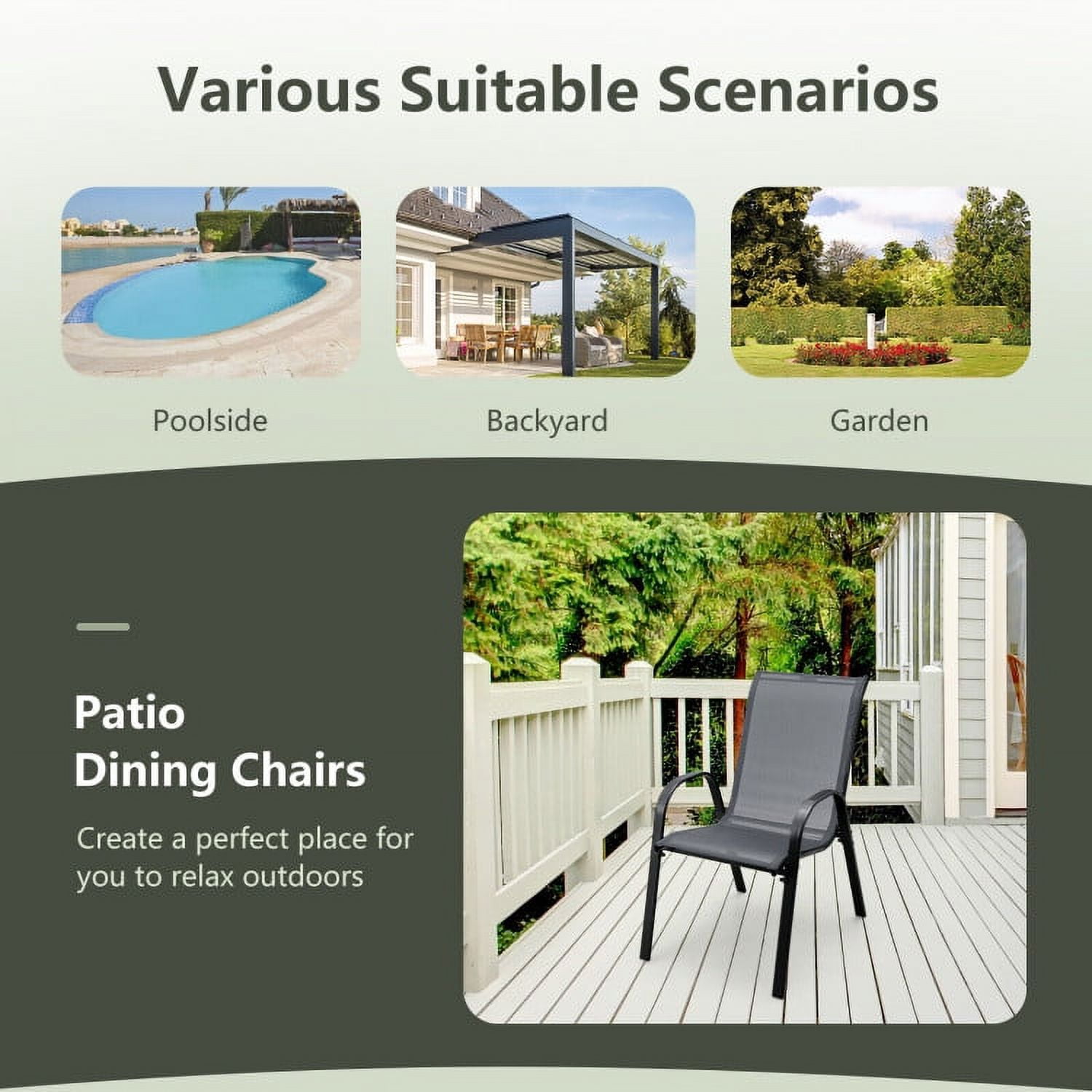 Aimee Lii 4 Pieces Stackable Patio Dining Chairs Set with Armrest, Outdoor Patio Set, Gray Aimee Lii 4 Pieces Stackable Patio Dining Chairs Set with Armrest, Outdoor Patio Set, Gray